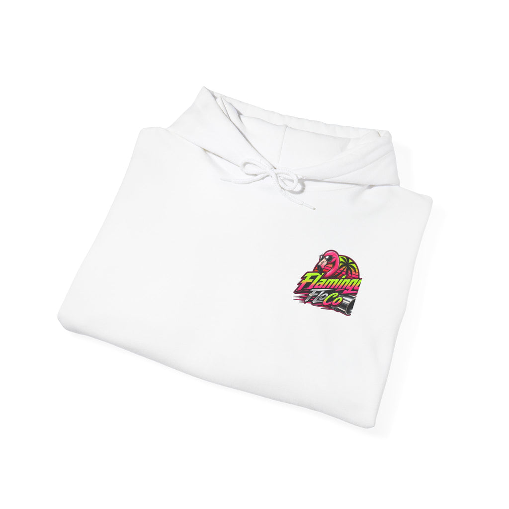 Flamingo FloCo Logo Hoodie | Neon Flamingo Palm Graphic Sweatshirt