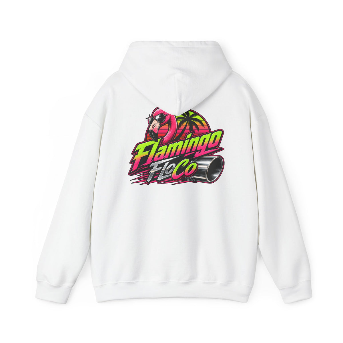 Flamingo FloCo Logo Hoodie | Neon Flamingo Palm Graphic Sweatshirt