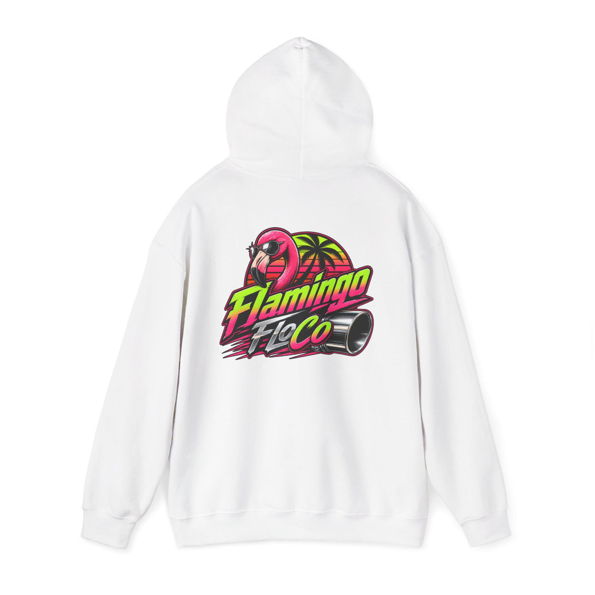Flamingo FloCo Logo Hoodie | Neon Flamingo Palm Graphic Sweatshirt