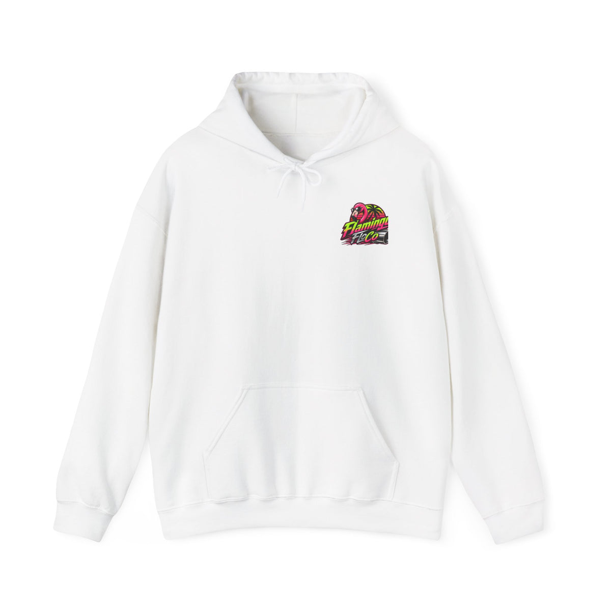 Flamingo FloCo Logo Hoodie | Neon Flamingo Palm Graphic Sweatshirt